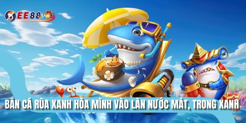 Bắn cá rùa xanh hòa mình vào làn nước mát, trong xanh