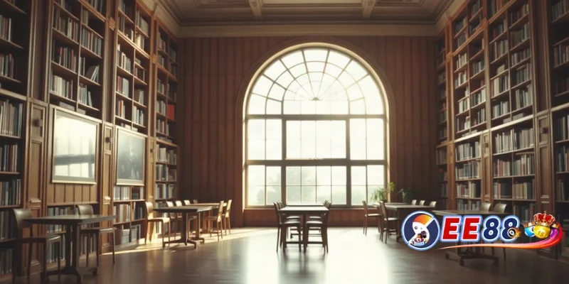 Thư viện yên tĩnh với cửa sổ lớn, không gian giải đáp thắc mắc đăng ký ee88
