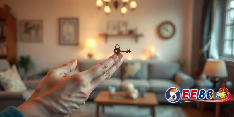 Bàn tay cầm chìa khóa vàng, biểu tượng cơ hội nhận ưu đãi khi đăng ký ee88